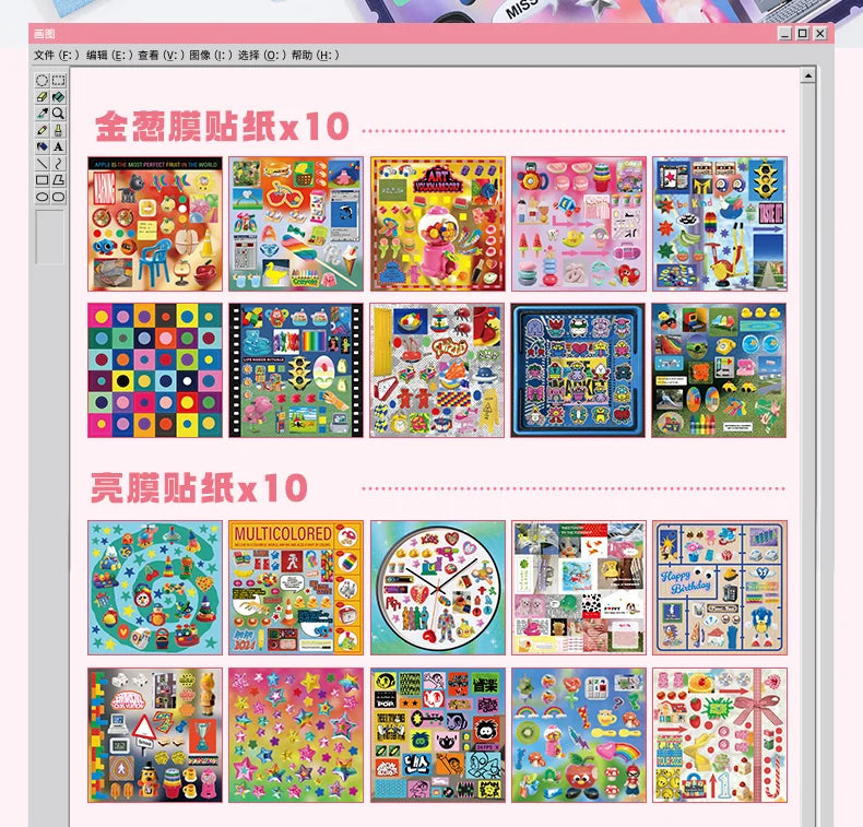 JIAMEI 30sheets Retro and Future Series Kawaii Ins Die Cutting Font Stickers Book DIY Diary Clipbook Aesthetics Stickers