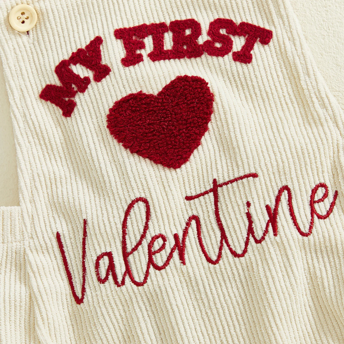 My First Valentines Day Baby Girl Boy Outfit Newborn Love Heart Romper Corduroy Sleeveless Bodysuit 0-18 Months