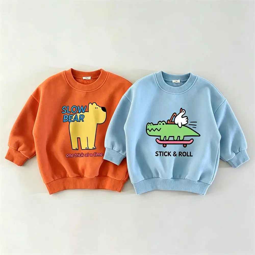 Cartoon Fashion Clothing Long-sleeved Tops Outer Wear Children New Design Cute Printed Tops Boys Loose Casual Autumn Clothes