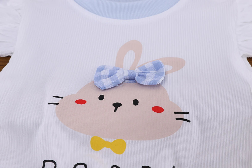 Toddler Girl Summer Clothing Set Baby Girls Printed Rabbit T-shirt Short Pants Outfit Infant Kids Fashion Girls Clothes 0-4Years