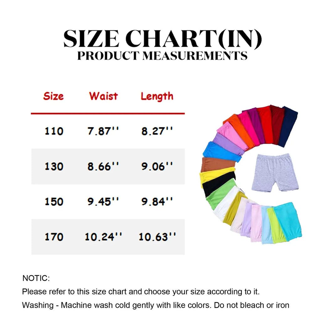 Summer Solid Kids Leggings Girls Safety Shorts Cotton Leggings Girls' Beach Shorts Are Suitable For Children Age 4-13