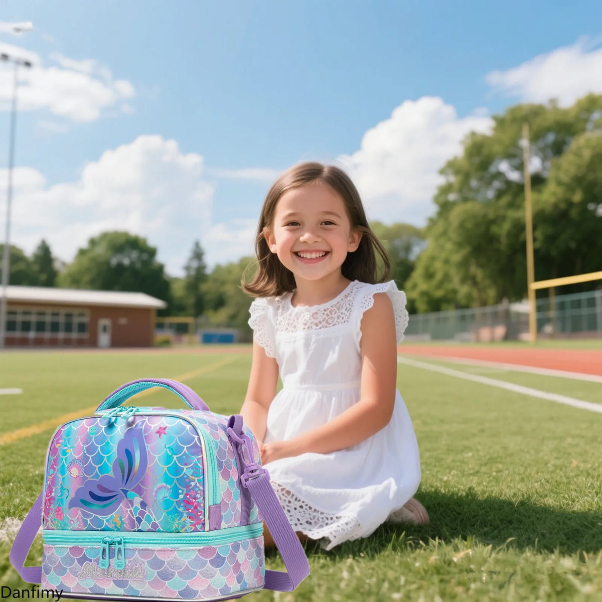 Kids Lunch Box for School Cute Insulated Lunch Bag with Strap Thermal Food Container for Girls Boys Portable Tote for Picnic