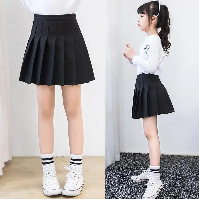 Girls Skirts spring summer Autumn Vintage Pleated Plaid Skirts School Teens Girl Spring Kids Skirt Children Clothing 4-16Yrs