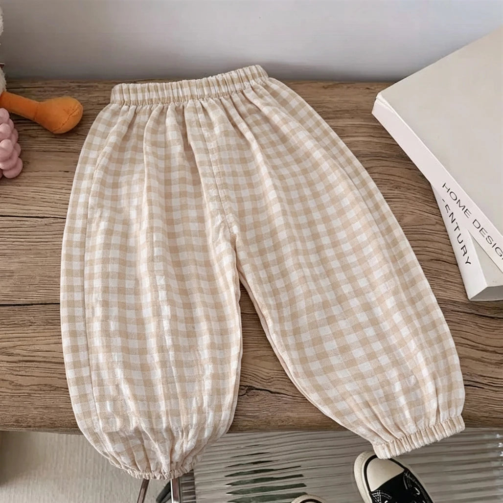 Pink Black Red Pants Outer Wear Kids Thin Loose Casual Trousers 1-6Years Old Child Solid Color Mosquito Pants Spring Summer
