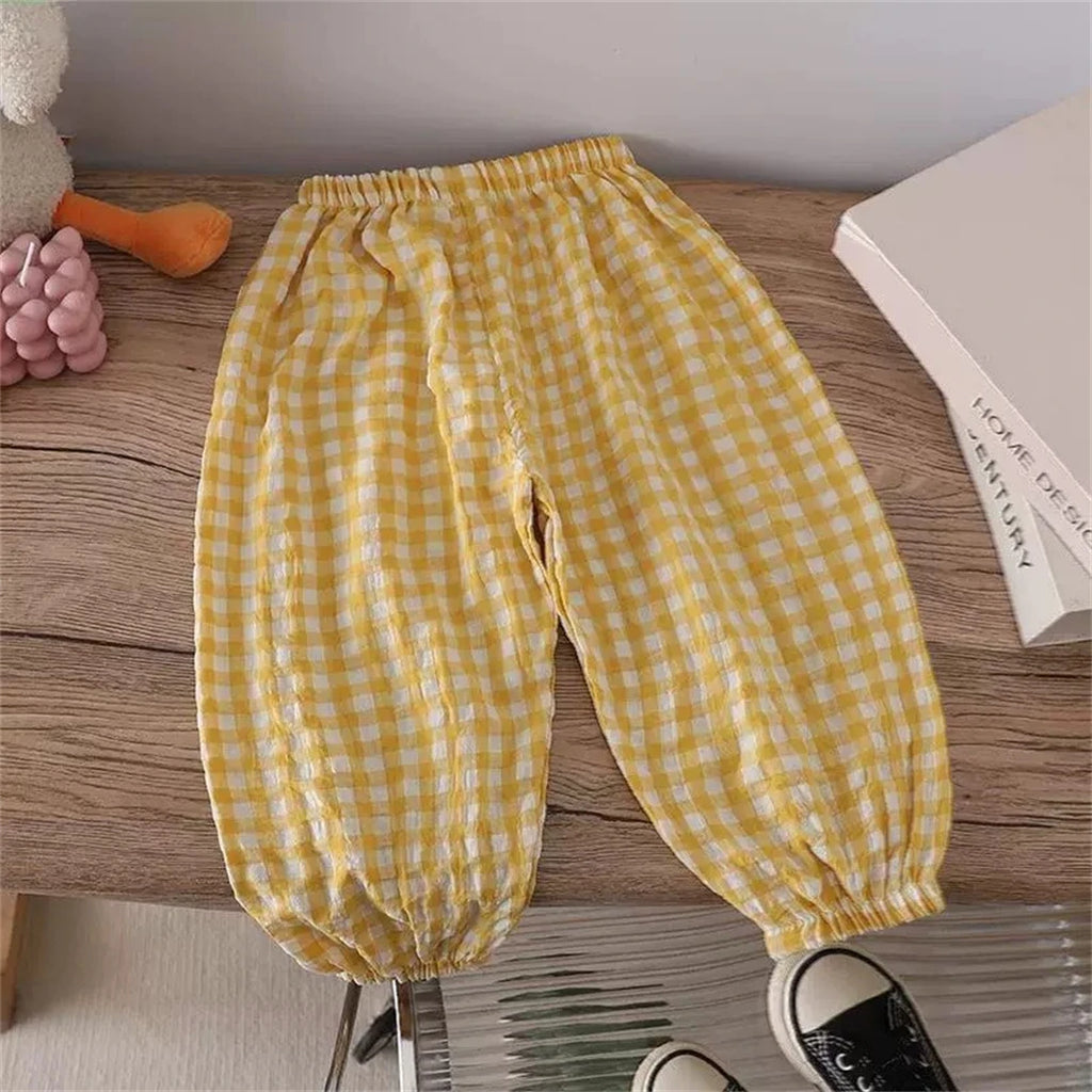 Pink Black Red Pants Outer Wear Kids Thin Loose Casual Trousers 1-6Years Old Child Solid Color Mosquito Pants Spring Summer