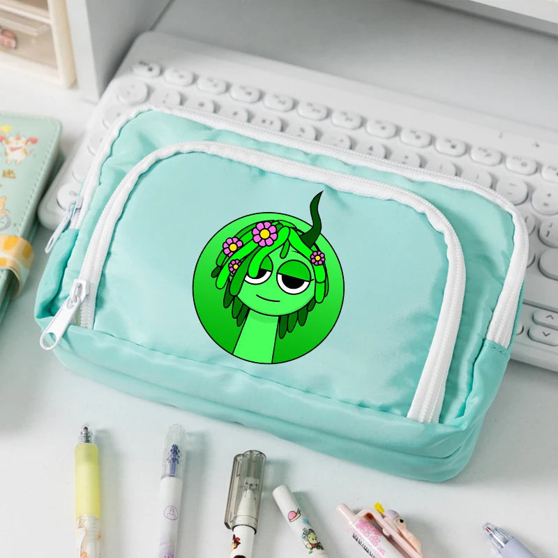 Sprunki Pencil Case Kids Kawaii Stationery Bags Student Back To School Supplies Children Storage Large Capacity Pen Pouch Gift