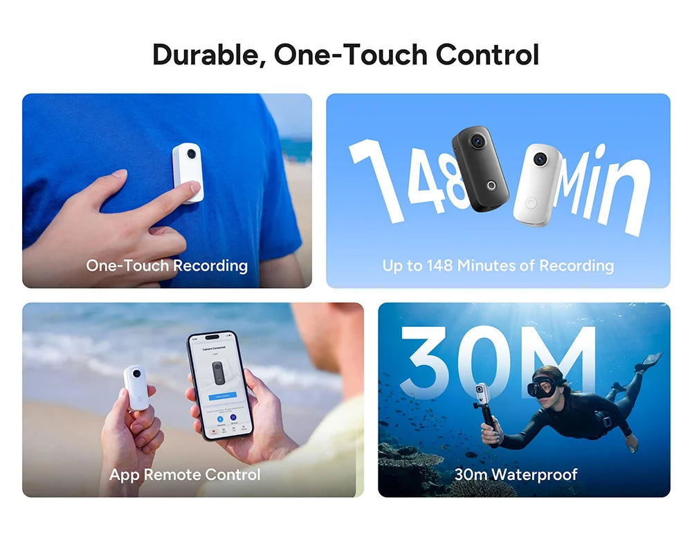 SJCAM C100 Pro Thumb Action Camera 4K Upgraded from C100+ More Stable Connection Clearer Image Cycling Vlogging Mini Camera