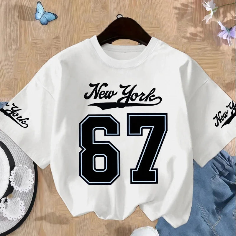 Teenager New York Six Seven T-shirts for Boys Girls Summer Children Casual Colorful Fashion Tops Kids O-Neck Short Sleeve Tees