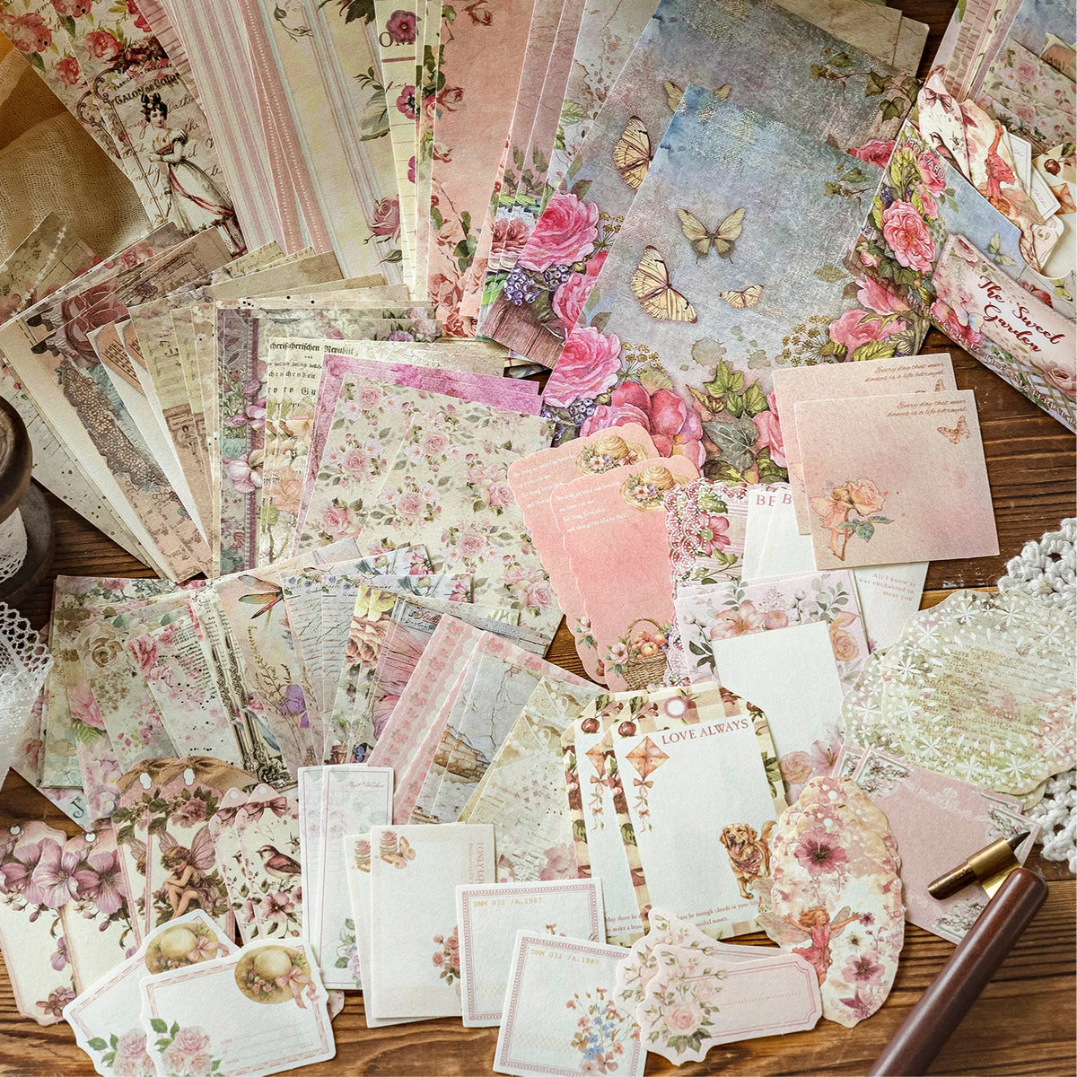 400pcs Garden Post Office Collection Light Paper Material Pack DIY Handbook Collage Journal Notebook Scrapbook Envelope