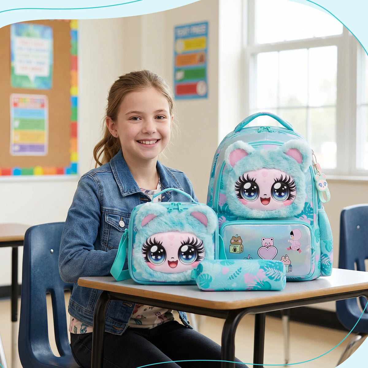Kids School Backpacks for Girls Boys Backpack with Lunch Bag for Elmentary Students