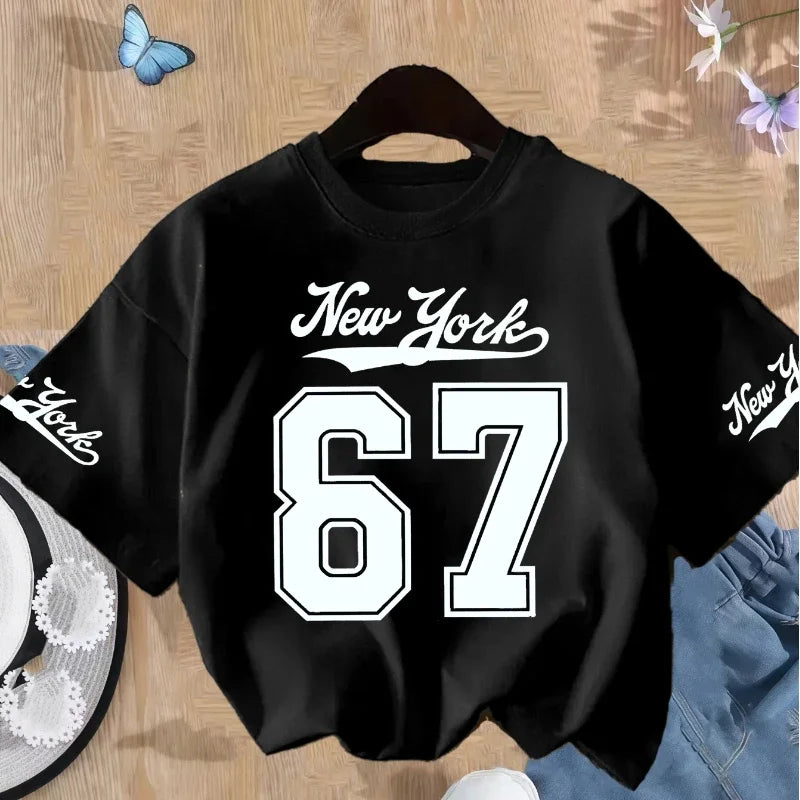 Teenager New York Six Seven T-shirts for Boys Girls Summer Children Casual Colorful Fashion Tops Kids O-Neck Short Sleeve Tees