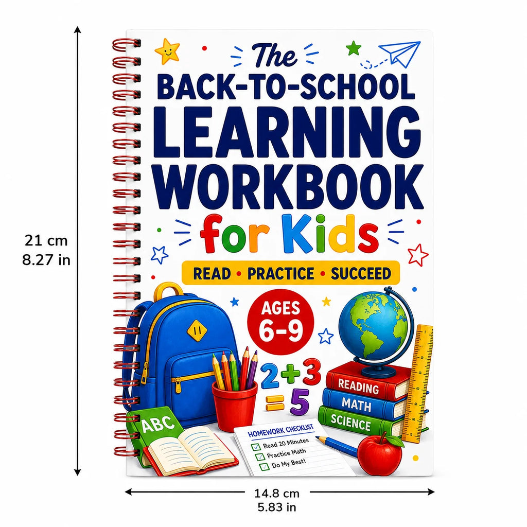 Back to School Learning Workbook for Kids Ages 6-9: Reading, Math & Science Practice Book for Elementary Grades 1-3