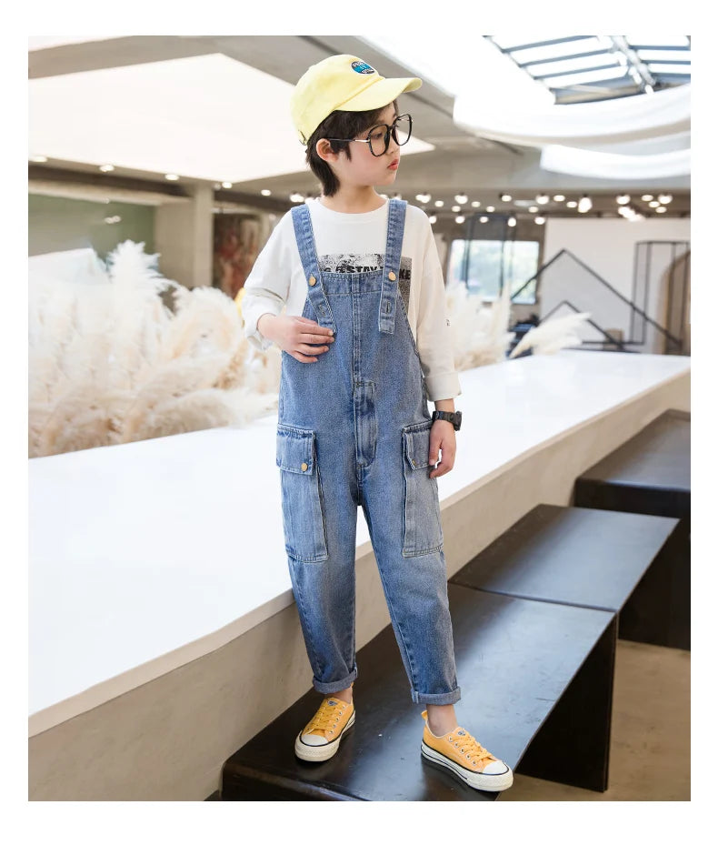 Teens Boys Jeans Overalls Rompers 6 7 8 9 10 11 12 13 14 School Denim Jumpsuit Pants Overalls for Big Boys pants