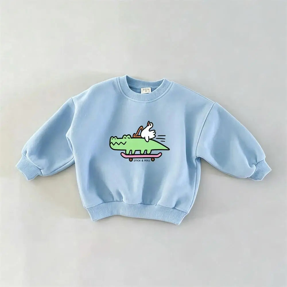 Cartoon Fashion Clothing Long-sleeved Tops Outer Wear Children New Design Cute Printed Tops Boys Loose Casual Autumn Clothes