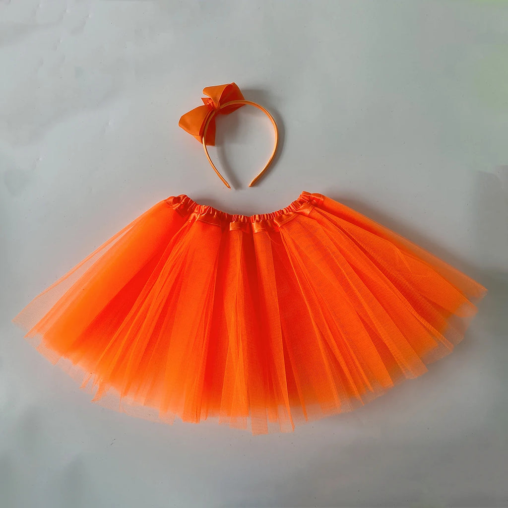 Girls' Bow Headband With Tutu Skirt 2pcs/Set, Skirt Length 30cm No Lining, Suitable for Ballet Dancing Parties Christmas Dress