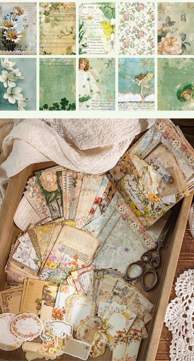 400pcs Garden Post Office Collection Light Paper Material Pack DIY Handbook Collage Journal Notebook Scrapbook Envelope