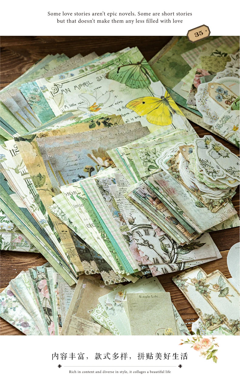 400pcs Garden Post Office Collection Light Paper Material Pack DIY Handbook Collage Journal Notebook Scrapbook Envelope
