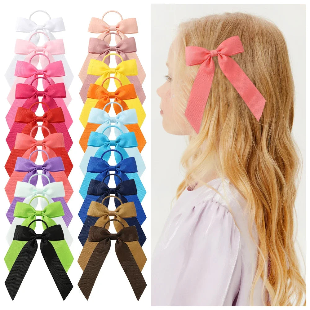 Sweet Ribbon Hair Bands Toddler Cheer Bow Head Rope Kids Fashion Solid for Girls Children Party Headwear Hair Accessories