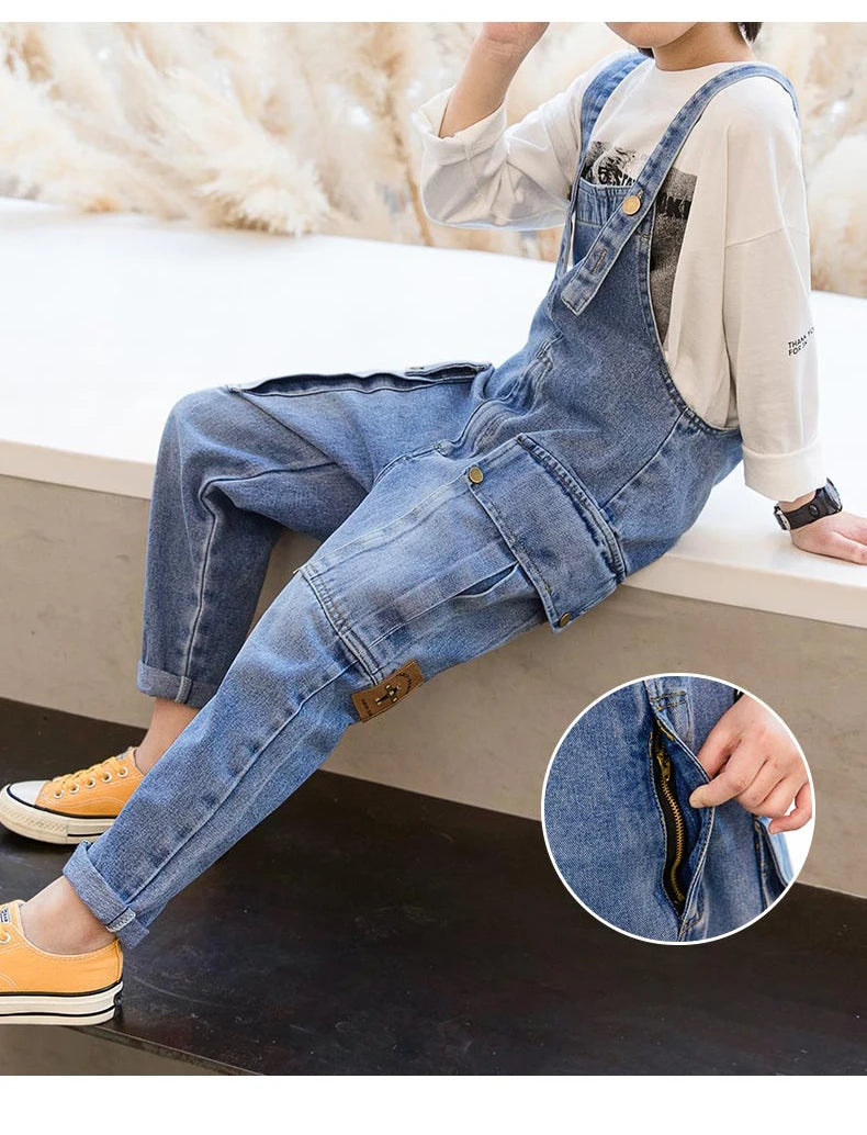 Teens Boys Jeans Overalls Rompers 6 7 8 9 10 11 12 13 14 School Denim Jumpsuit Pants Overalls for Big Boys pants