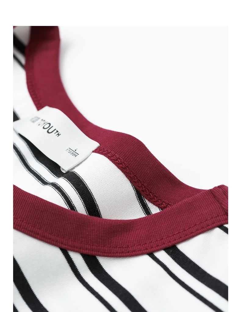 TOYOUTH Women T Shirts 2026 Summer New Striped Short Sleeve Age Reducing College Style Crew Neck Tops