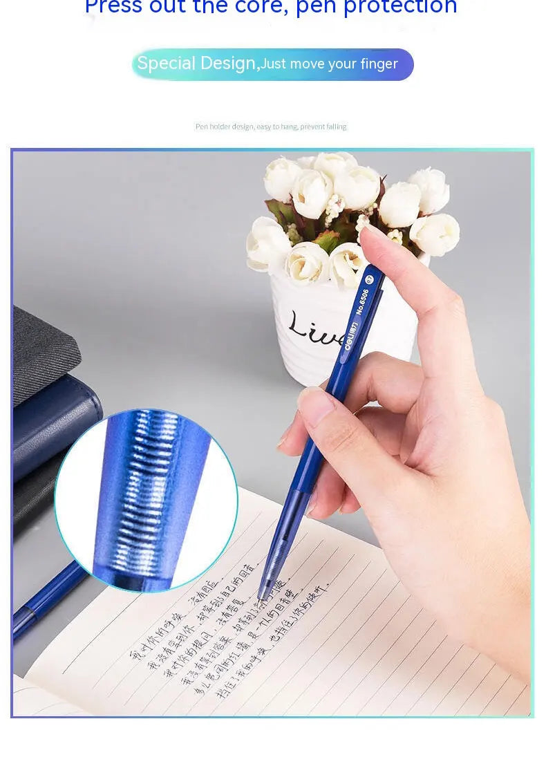 DELI-Bullet Tip Ballpoint Pen Set, Fine Point 0.7mm, Blue Ink, Office and School Supplies, Stationery