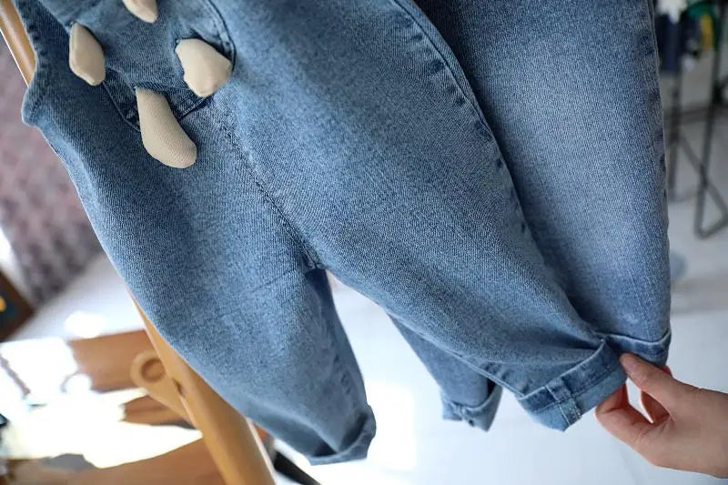 Baby Girls Jeans Pants Spring and Autumn Children's Denim Pants Boys and Girls Casual Denim Strap Pants 0-6 Years