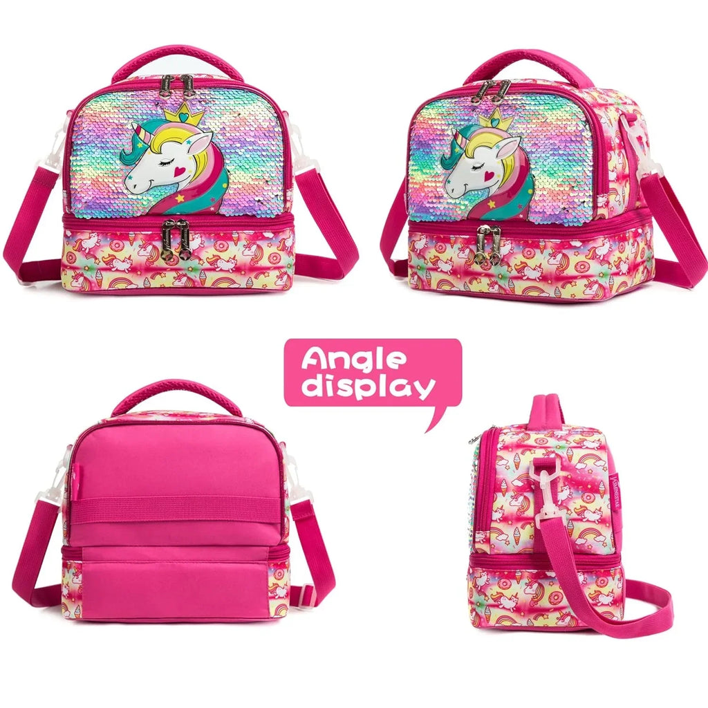 Kids Lunch Box for School Cute Insulated Lunch Bag with Strap Thermal Food Container for Girls Boys Portable Tote for Picnic