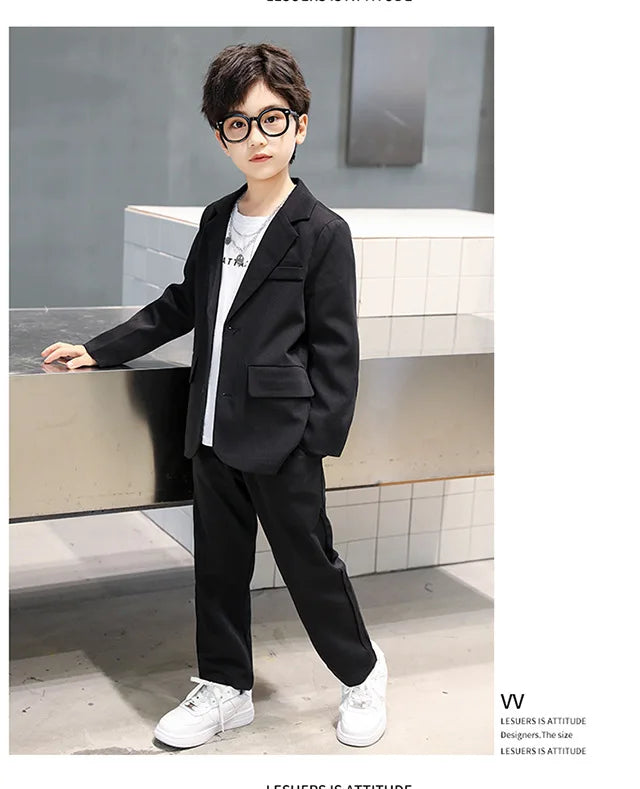Suits for Boys Spring Autumn Long Sleeve Casual Blazer Jacket Trouser 2pcs School Uniform Teen Kids Clothes Set Children Cosutme