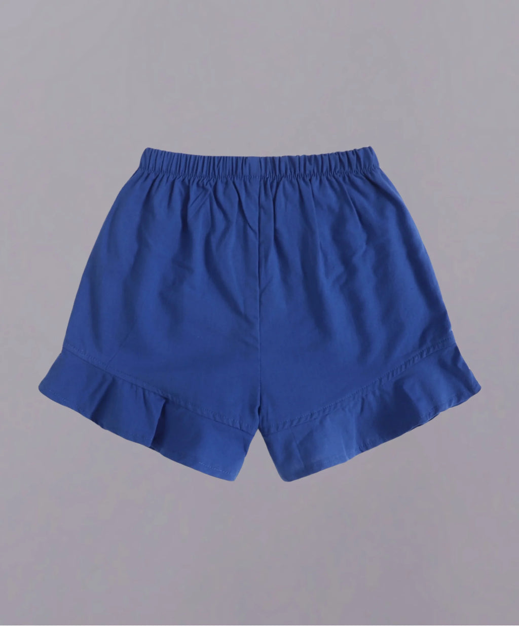 Girls' dark blue ruffled shorts - comfortable elastic waist design
