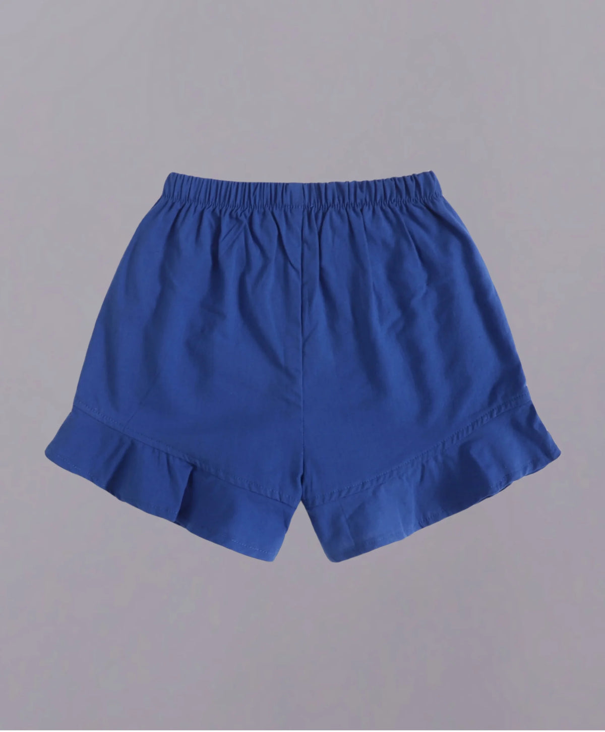 Girls' dark blue ruffled shorts - comfortable elastic waist design
