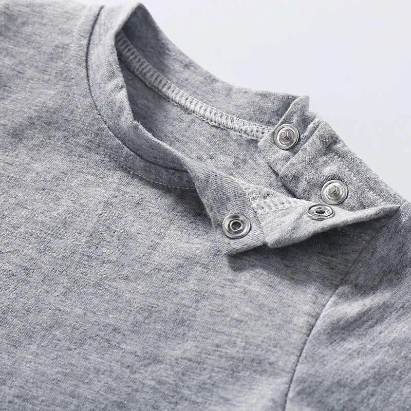 Baby Tops Newborn Boys Girls T-shirt 100% Cotton Clothes 0-24 Months Summer Short Sleeve Shoulder Button Solid Color Infant Tees