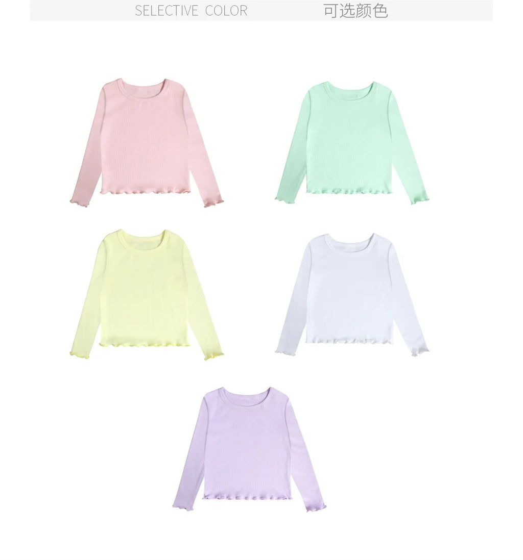 Girls Long Sleeve T-shirts For Children Spring Autumn Cotton T-shirt Tops