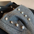 Girls Autumn and Winter New Retro Herringbone Woolen Shorts British Style Versatile Double Breasted Buttons Outerwear