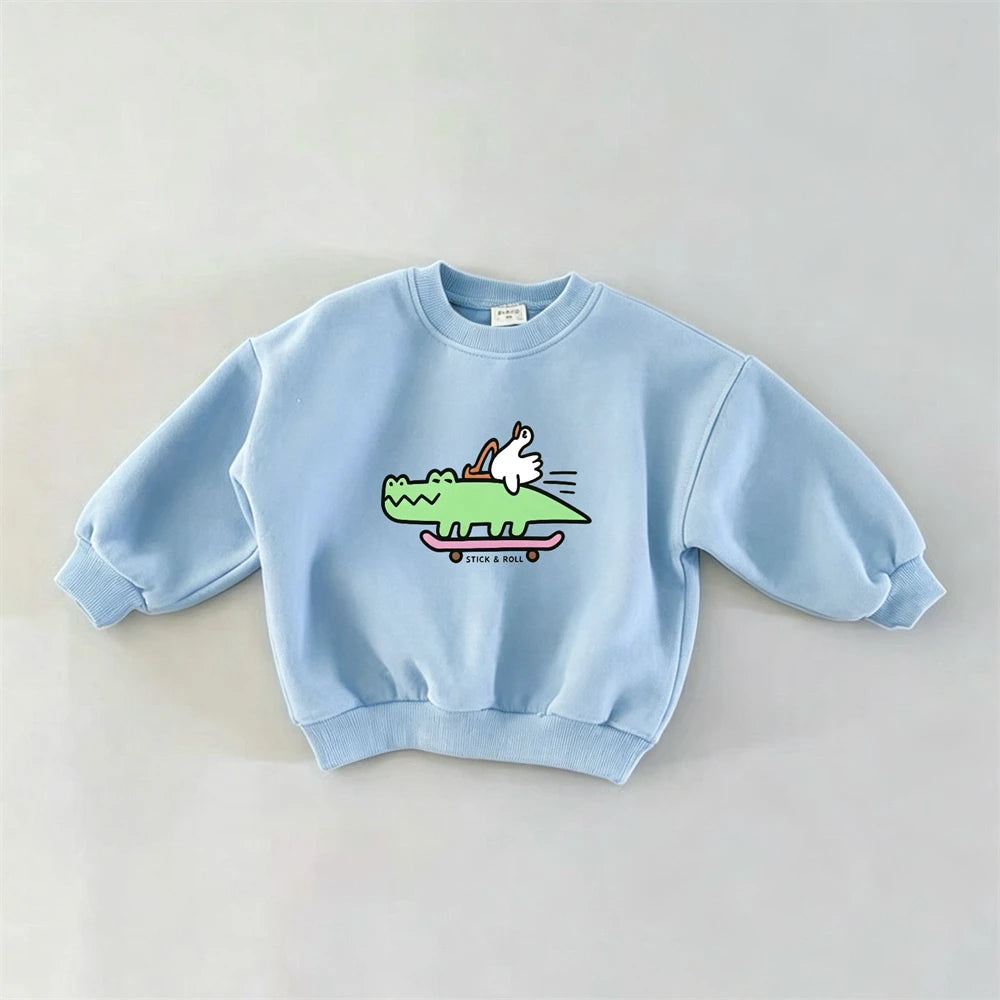 Cartoon Fashion Clothing Long-sleeved Tops Outer Wear Children New Design Cute Printed Tops Boys Loose Casual Autumn Clothes