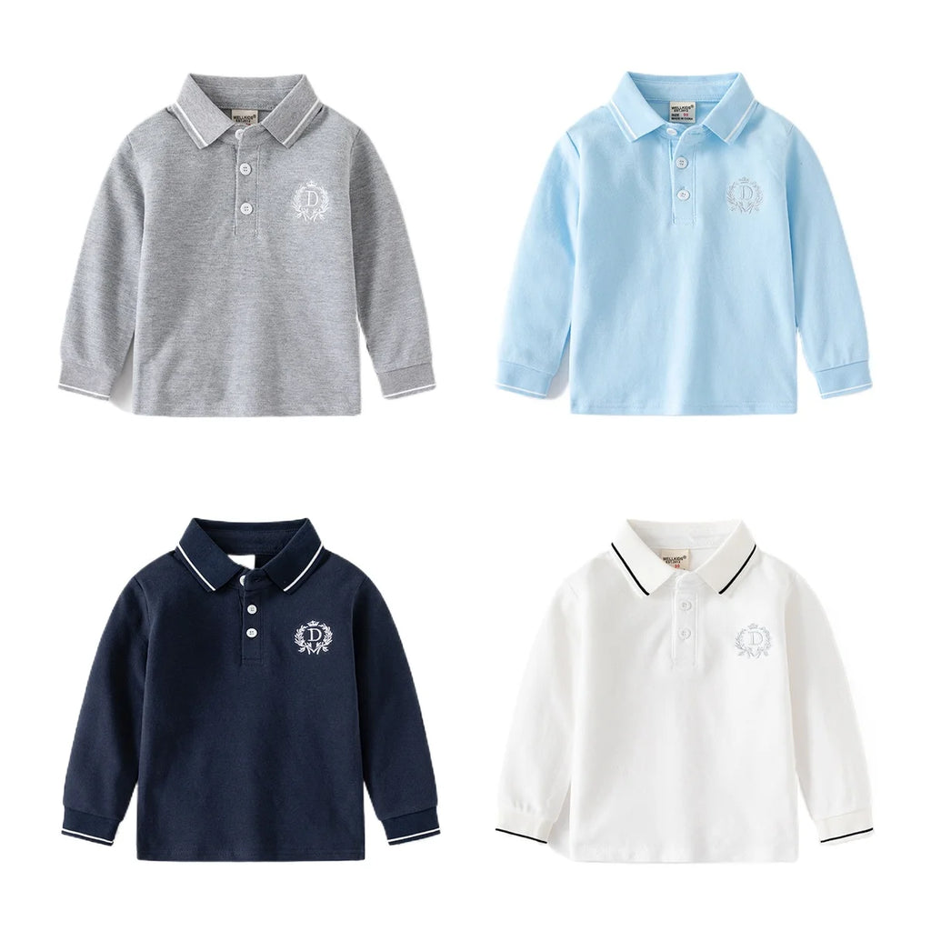 Elegant Boys Polo T-shirts Toddler Kids Tops Long Sleeve Children's Clothes