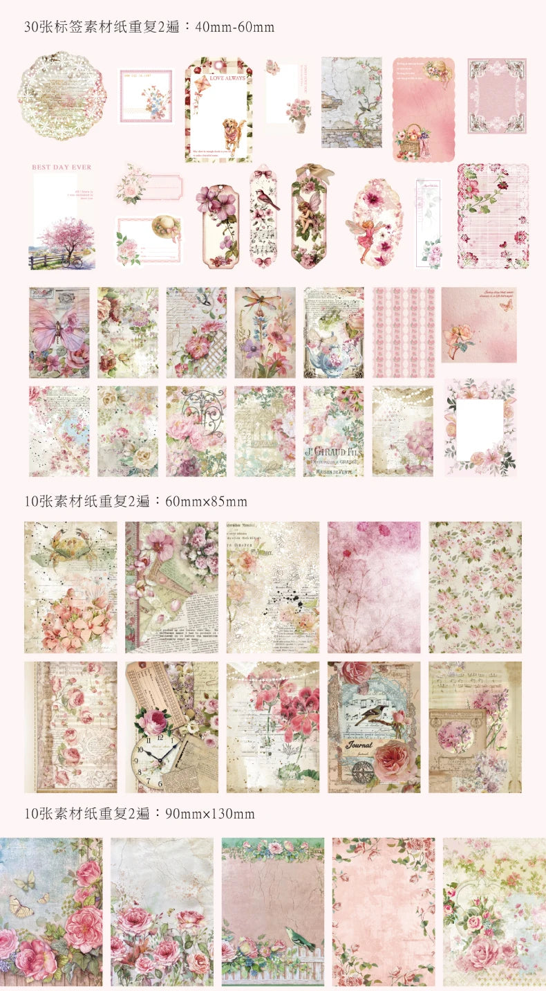 400pcs Garden Post Office Collection Light Paper Material Pack DIY Handbook Collage Journal Notebook Scrapbook Envelope