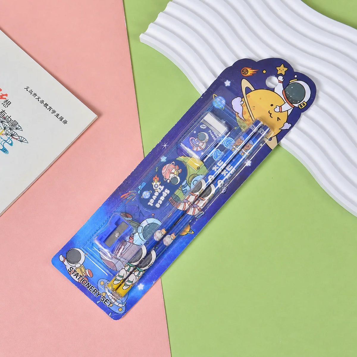 Kids Cartoon 5-Piece Stationery Set Complete Pencil Ruler Eraser Combo Cute Back To School Gift School Office Suppliers