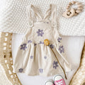 Toddler Infant Girls Denim Dresses Flowers Embroidery Strap Knee-Length Kids' Dresses One-piece 0-3 Years Overall Girl Clothes